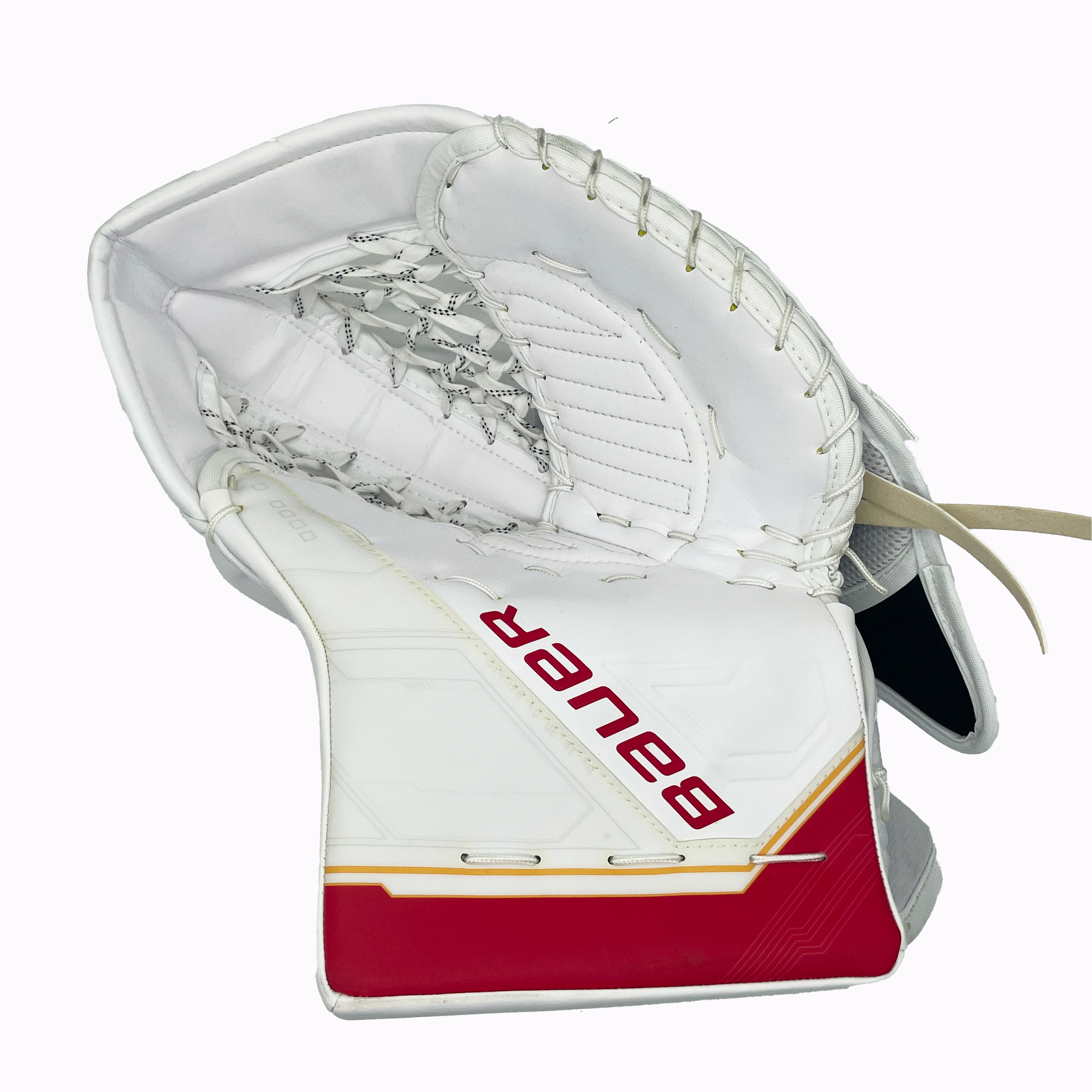 Bauer Supreme Mach - Gant de gardien de but Pro Stock NHL - Dan Vladar (blanc/rouge/jaune)